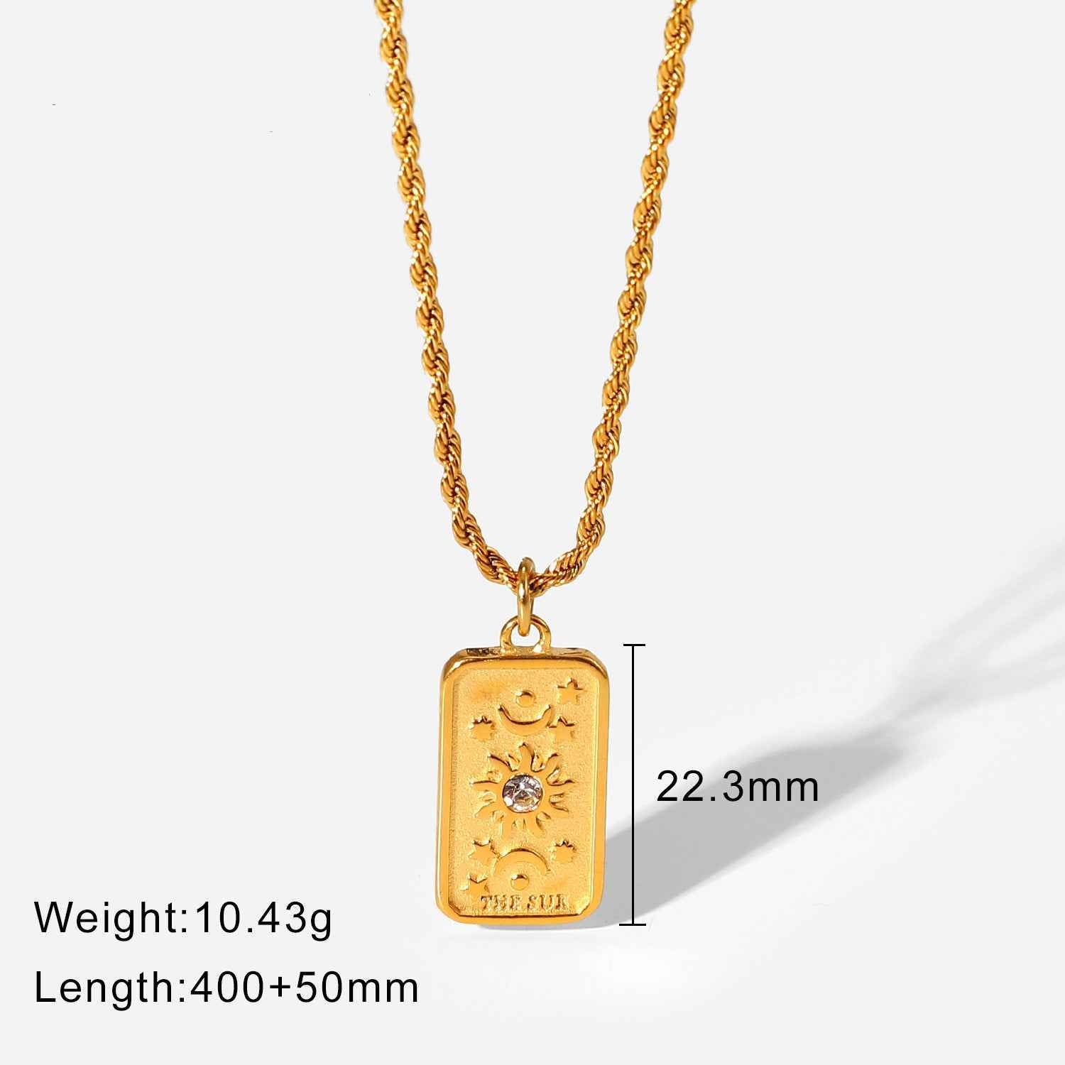 18K Gold & Zirconia Sun & Star Pendant Necklace - Damned Threads